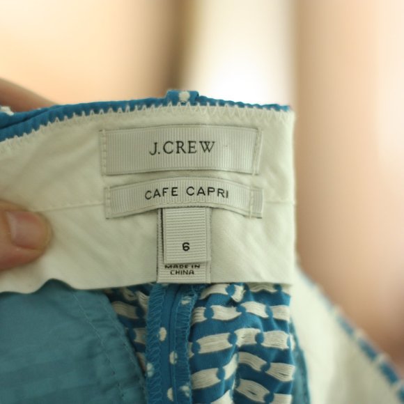 J. CREW Light Blue and White Polka Dots Cafe Capri - Picture 3 of 5